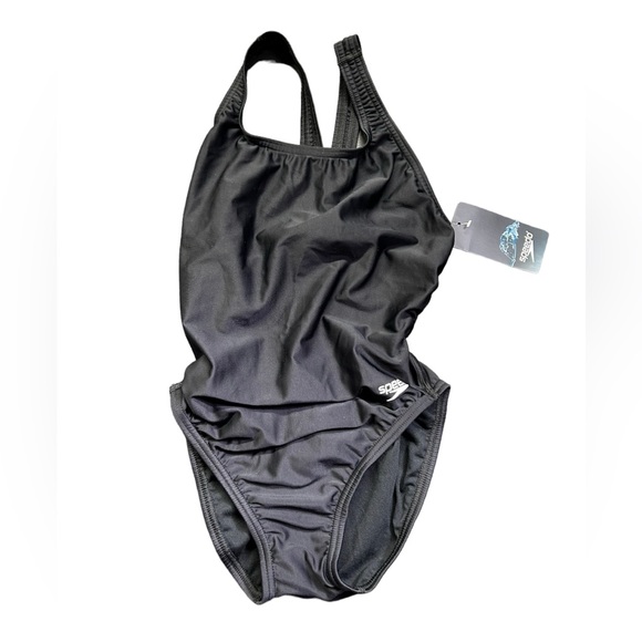 SPEEDO PRO-LT womens black swim training racerback athletic swimsuit NWT - Picture 2 of 9